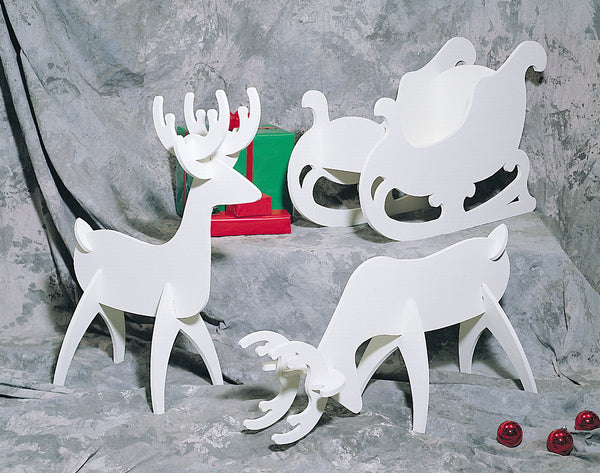 White Reindeer & White Sleigh