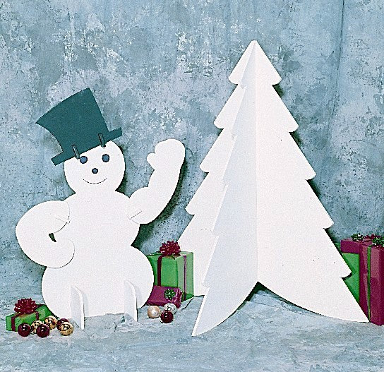 White Christmas Tree & Snowman